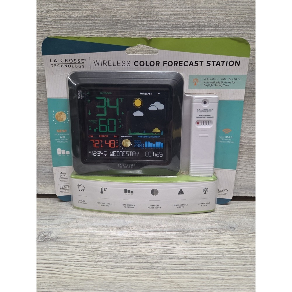 S84107 La Crosse Technology Wireless Color Weather Station with TX141TH-BV3 E10